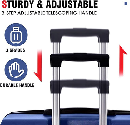 20in Carry On Luggage Hardshell Suitcase with Spinner Wheels Lightweight Lugagge Design Waterproof Durable for Travel (Blue)