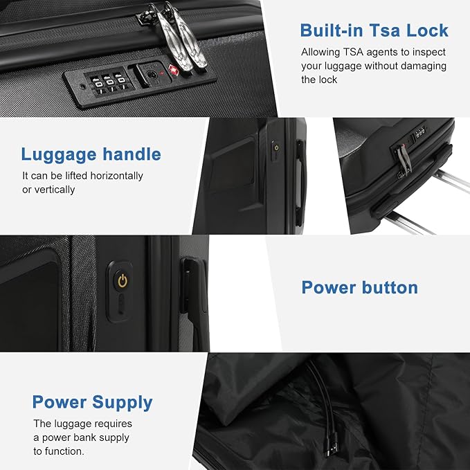 20 inch Smart LED light up Luggage, Airline Approved Hard Shell Suitcases with Wheels, Carry on Luggage Small Rolling Suitcase with Lock, APP-Controlled LED Display