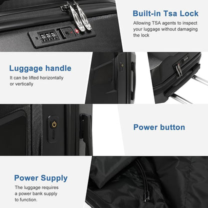 20 inch Smart LED light up Luggage, Airline Approved Hard Shell Suitcases with Wheels, Carry on Luggage Small Rolling Suitcase with Lock, APP-Controlled LED Display