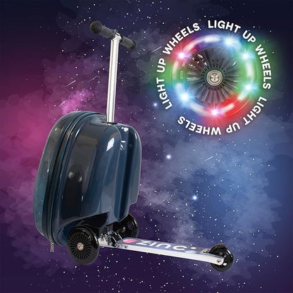 Flyte Sammie the Spaceman Scooter Suitcase - Rideable, Carry on Compliant 2-in-1 Children's Suitcases, 18 inch Ride on Suitcase for Kids, 25 Litre Capacity Kids' Luggage on Wheels for Children Aged 4+