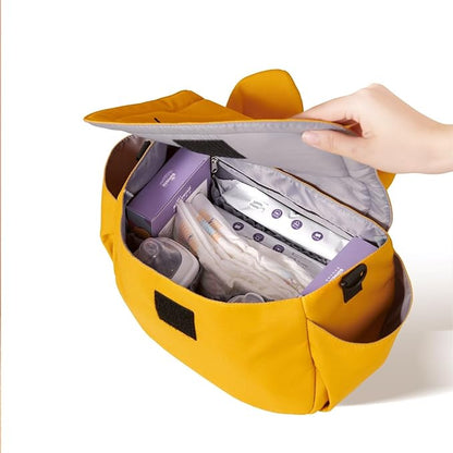 SUNVENO Kitty Stroller Organizer Bag – Universal Baby Stroller Caddy with 2 Cup Holders, Adjustable Straps, Waterproof Oxford, Lightweight Travel Accessory for Strollers, Prams & Pushchairs,Yellow