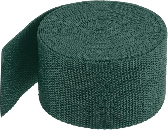 MECCANIXITY Lightweight Polypropylene Webbing Strap 2" 5 Yard Backpack Strapping Band Dark Green for Outdoor Luggage Cargo Straps
