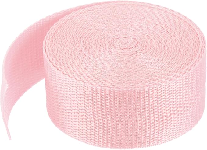 MECCANIXITY Lightweight Polypropylene Webbing Strap 1 1/2" 5 Yard Backpack Strapping Band Pale Pink for Outdoor Luggage Cargo Straps
