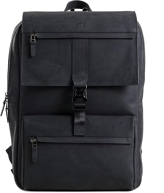 Leather Backpack for Men & Women, Classic Black - Handcrafted Top Grain Leather vintage backpack with 17-Inch Laptop Sleeve - Lightweight, Stylish & Durable for Business, Travel, Work & Everyday Use