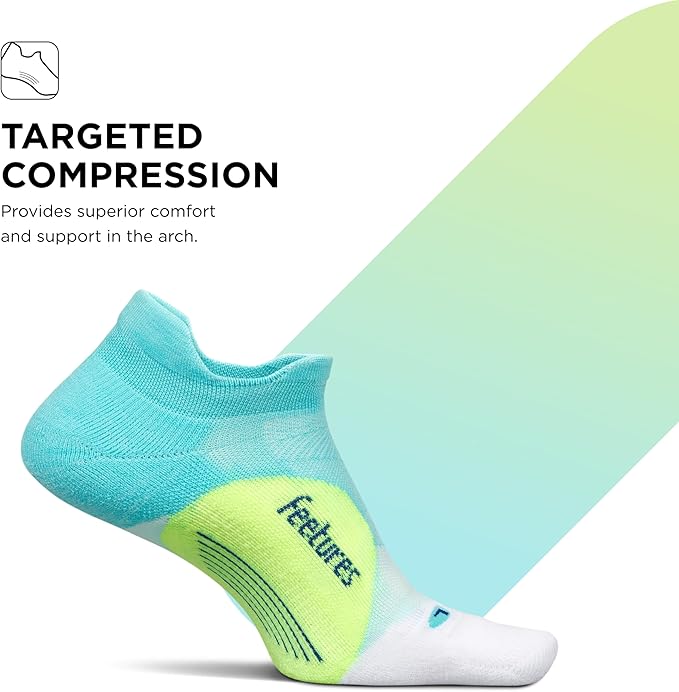 Feetures Elite Light Cushion No Show Tab Athletic Ankle Socks - Sport Sock with Targeted Compression