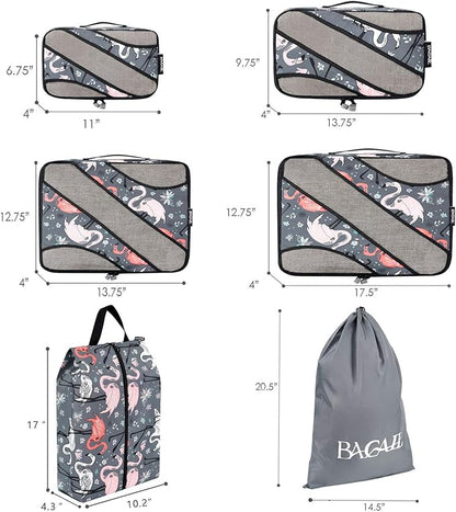 BAGAIL 6 Set Packing Cubes,Travel Luggage Packing Organizers