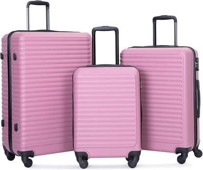Travelhouse Luggage Sets, Expandable Hardside Suitcases 24in/28in, Carry on 20in,3 Piece Set Travel Luggages Clearance with Double Spinner Wheels TSA Lock Lightweight (2085-Pink)