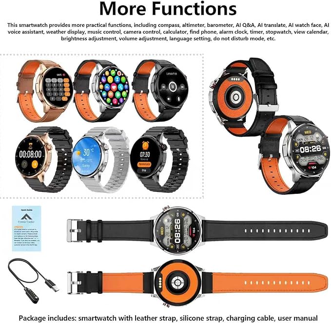 Smart Watch for Men Built-in GPS with Map(Answer/Make Call/Text), 1.46" AI Smartwatch for Android Phones/iPhone, 100+ Sport Mode Fitness Tracker with Health/Sleep Monitor, Compass/Barometer(2 Straps)