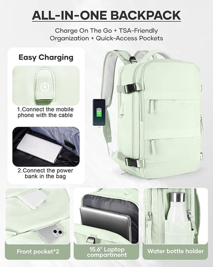 wepadre Vacuum Travel Backpack with Pump Travel Backpack with Vacuum System Easy Vac Pack Backpacks Vacpack Compression Backpacks Mochila de Viaje Compresion al Vacio Mint Green
