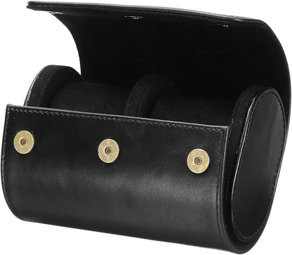 HARFINGTON Watch Roll Travel Case 2 Slot Portable Leather Watch Case for Men and Women, Watches Storage Organizer with Removable Pillows for Traveling, Display, Home Storage, Dark Black