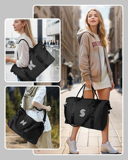 Bridesmaid Gifts, Initial Travel Duffel Bag, Gym Bag, Duffel Bag,Personalized Weekender Bag，Overnight Bag Friend Wedding Girlfriend Birthday Gifts for Women Gifts for Teen Girls (Letter S)