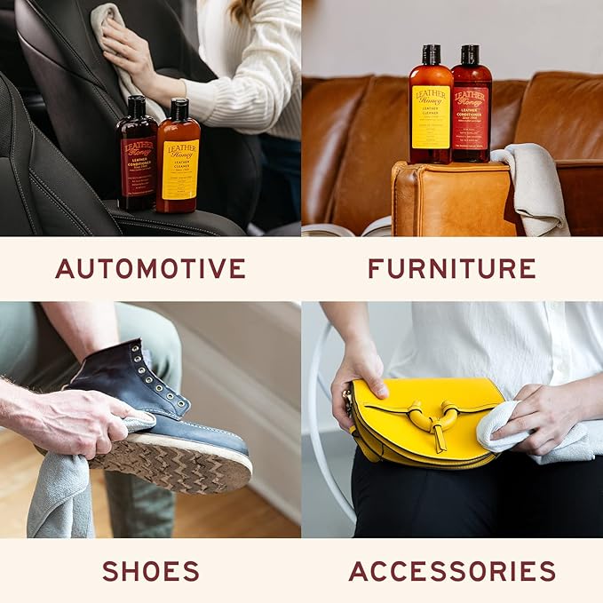 Leather Honey Combo Wipes with 8oz Conditioner