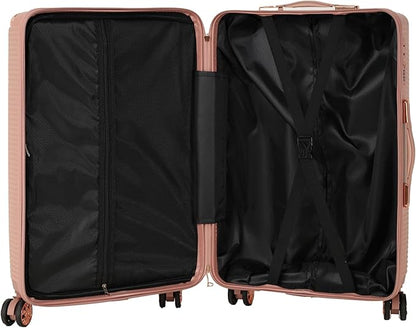 Merax Luggage Sets 4 Piece with Cosmetic Case TSA Lock, Hardside ABS Carry On Suitcase with YKK Zippers Lightweight Rolling Travel Luggage Sets with Spinner Wheels,14+20+24+28 IN,Rose Gold