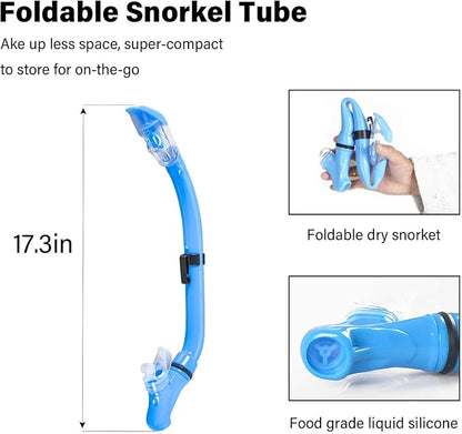 Kids Snorkeling Set Children Mask Fin Snorkel Set Snorkeling Gear Snorkel Mask + Adjustable Swimming Kids Flippers+ Dry Snorkel Tube + Travel Bags