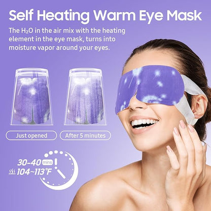 Steam Eye Mask, 10 Packs Heated Eye Mask, Self Heating Disposable SPA Warm Compress for Eyes Sleep Mask, Travel Essentials & Relaxation Gifts, Stocking Stuffers (Lavender Scent)