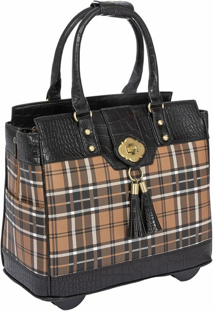 JKM & Company Rolling Laptop Bag for Women | Designer Wheeled Briefcase | Fits 13-17" Laptops | Office Travel Computer Case
