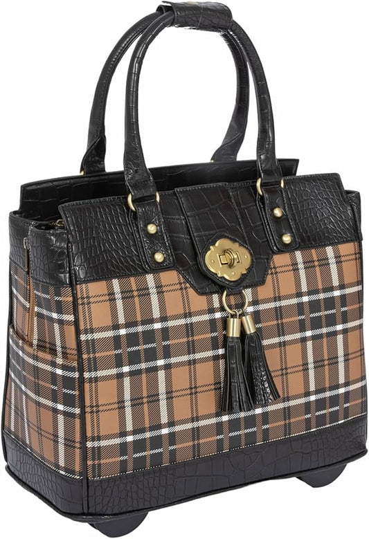 JKM & Company Rolling Laptop Bag for Women | Designer Wheeled Briefcase | Fits 13-17" Laptops | Office Travel Computer Case