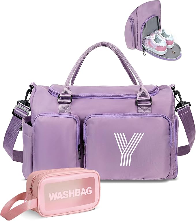Sleepover Bag for Girls - Kids Travel Duffle, Sports & Personalized Weekender with Shoes Compartment, Monogram Overnight & Dance Bag, girlfriend gifts, bridal shower Gifts