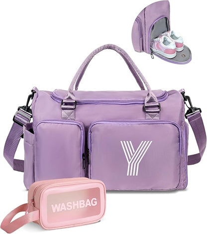 Sleepover Bag for Girls - Kids Travel Duffle, Sports & Personalized Weekender with Shoes Compartment, Monogram Overnight & Dance Bag, girlfriend gifts, bridal shower Gifts