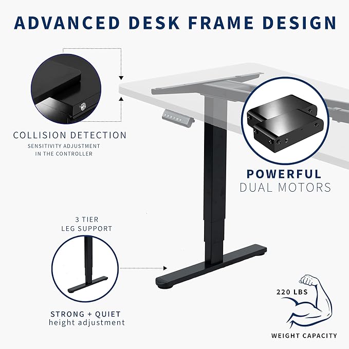 VIVO Electric 83 x 30 in Dual Motor Sit Stand Desk, Memory Height Adjustment, 2B Series, White Top Black Frame, DESK-KIT-2B8W