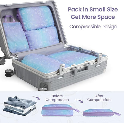 Cambond Compression Packing Cubes for Travel Women - Expandable Travel Bags Luggage Organizers Travel Essentials Compression Cubes for Travel Carry on Suitcases Organizer