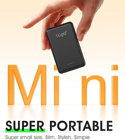 TG90° 2 Pack 5000mAh Portable Charger,Small Power Bank Built-in AC Plug and Cables,Pocket Size USB C External Battery Pack Compatible with iPhone 17 16 15 14 Samsung Google iPad,Black & White