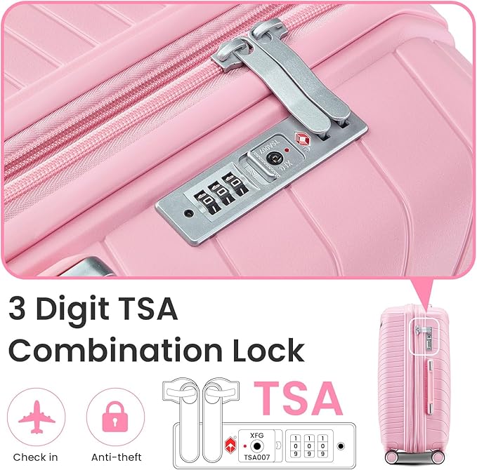 Merax Luggage 4 Piece Set Hardside Expandable Suitcase Set with Case,Travel Luggagewith Spinner Wheels,Airplane Approved Carry On Luggage Sets,Pink1,14/20/24/28
