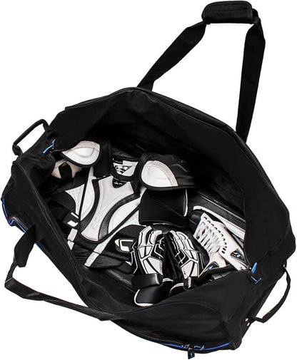 NHL National Hockey League 34-Inch Black Rolling Duffel Bag – Hockey Gear Bag with Wheels, Large Capacity Duffel Bag for Travel, Multi-Pocket Large Sports & Gym Equipment Bag
