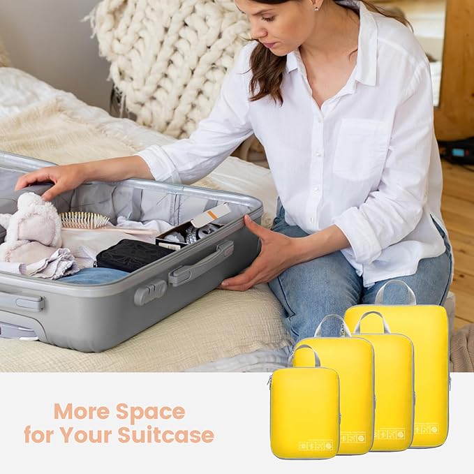 Cambond Compression Packing Cubes for Travel Women - Expandable Travel Bags Luggage Organizers Travel Essentials Compression Cubes for Travel Carry on Suitcases Organizer
