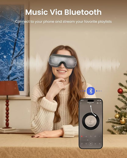 RENPHO Christmas Limited Edition Eye Massager with Heat and Cooling, White Elephant Christmas Birthday Gifts for Mom Dad Women Men Her Him, Eyeris 3 Voice Control, Eye Care Sleep Mask for Migraines