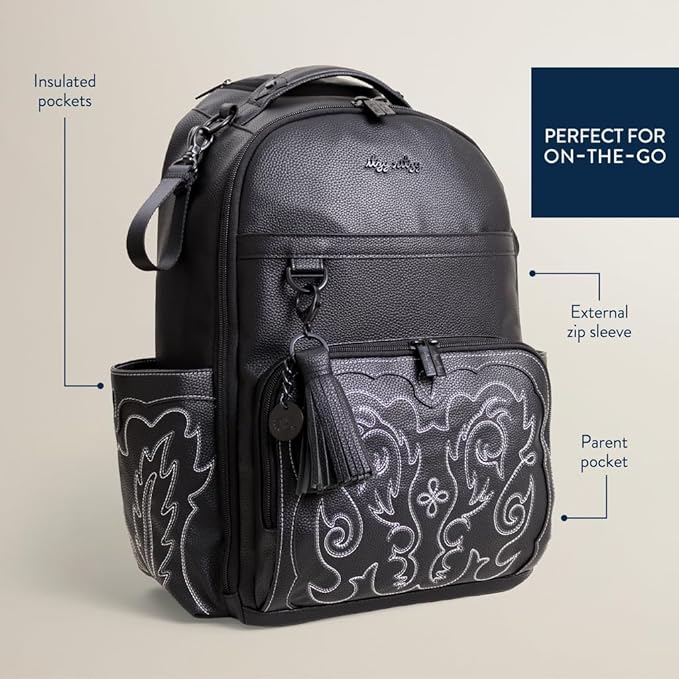 Itzy Ritzy Diaper Bag Backpack – Large Capacity Boss Plus Baby Backpack Diaper Bag Featuring 19 Pockets, Changing Pad, Stroller Clips, and Comfortable Straps (Outlaw)