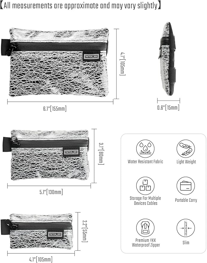 TACTICAL_GEEK Storage A5 EDC Storage Pouch Set, Molle EDC Gadget Pouch, Multi-Functional Utility Small Tool Pocket for Daily Carry (Transparent Grid)