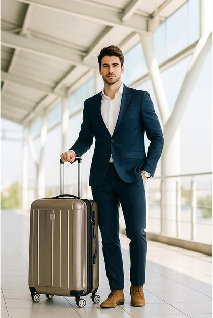 World Traveler Contour 24-Inch Polycarbonate Hardside Expandable Spinner Checked Luggage with TSA Lock - Champagne