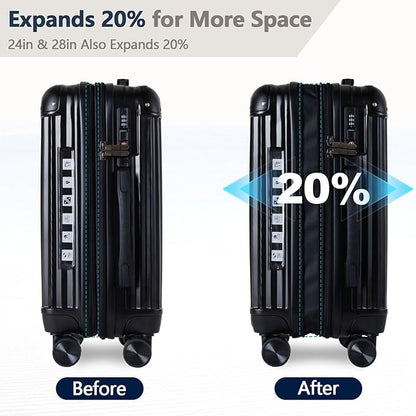 OUZZO Luggage Sets 2 Piece Expandable 20/24 Inch Suitcase with Double Spinner Wheels Lightweight ABS+PC Hardshell Travel Suitcase Sets with TSA Lock USB Port Business & Family Trips
