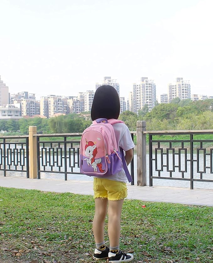 11 Inch Kids Small Toddler Preschool Travel Backpack Cute Cartoon Daypack (Unicorn Pink and Purple)