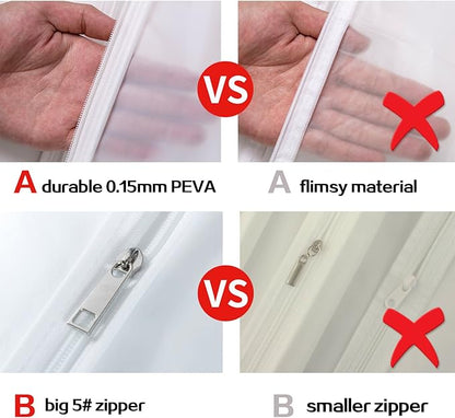 6 Pack Long Garment Bags (24x60") - Dustproof Gown Covers - Durable PEVA Hanging Bags with Sturdy Zipper for Maxi Dresses, Long Coats & Dance Costumes (Translucent)