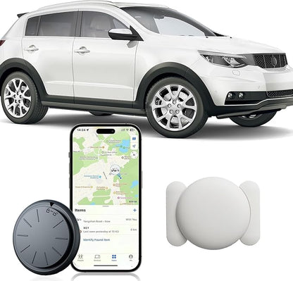 Mini GPS Tracker for Vehicles,Real Time GPS Car Tracker Work with Apple Find My(iOS Only),No Monthly Fee Anti-Theft Car Tracker with Magnetic Case (1PCS Black Tracker, White Magnetic Case)