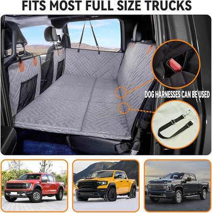 YJGF Dog Back Seat Extender for Truck,Truck Seat Cover Back Seat,Dog Hammock for Truck,Pet Seat Covers for Dogs,Hard Bottom Seat Extender for Dogs,Dog Seat Cover for F150/RAM1500/Silverado (Gray)