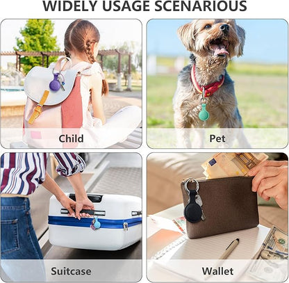 Lerobo Flower Engraved 4 Pack for Airtag Holder,Silicone Airtag case Compatible with Apple Air Tag Case with Keychain, Shockproof & Dustproof Airtag Holders for Pet Tracking, Bags, Kids, Keys, Luggage