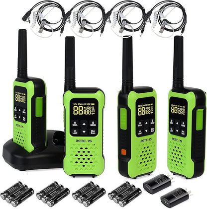Retevis RT49P Waterproof Walkie Talkies, IP67 Portable FRS Two-Way Radios, Waterproof Floating Walkie Talkies for Adults, NOAA, Flashlight SOS, for Kayaking, Fishing, Hunting 4 Pcs