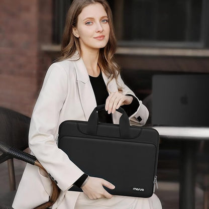 MOSISO 360 Protective Laptop Shoulder Bag 14 inch Computer Bag Compatible with HP Lenovo Dell ASUS Acer, HP Stream, Dell Latitude, Lenovo IdeaPad,Matching Color Sleeve with Belt, Black