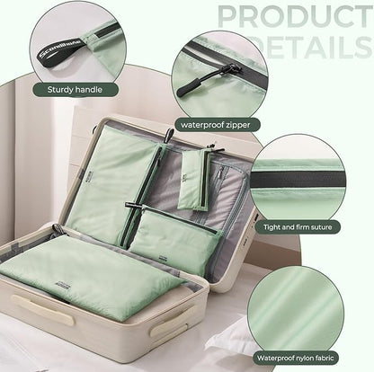 Packing Cubes for Travel Ultralight Luggage Organizer Bag Durable Travel Bags Waterproof Zipper Suitcase Bags Set for Travel Accessories and Essentials (4 Pack)(Green)