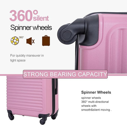 Travelhouse Luggage Sets, Expandable Hardside Suitcases 24in/28in, Carry on 20in,3 Piece Set Travel Luggages Clearance with Double Spinner Wheels TSA Lock Lightweight (2085-Pink)