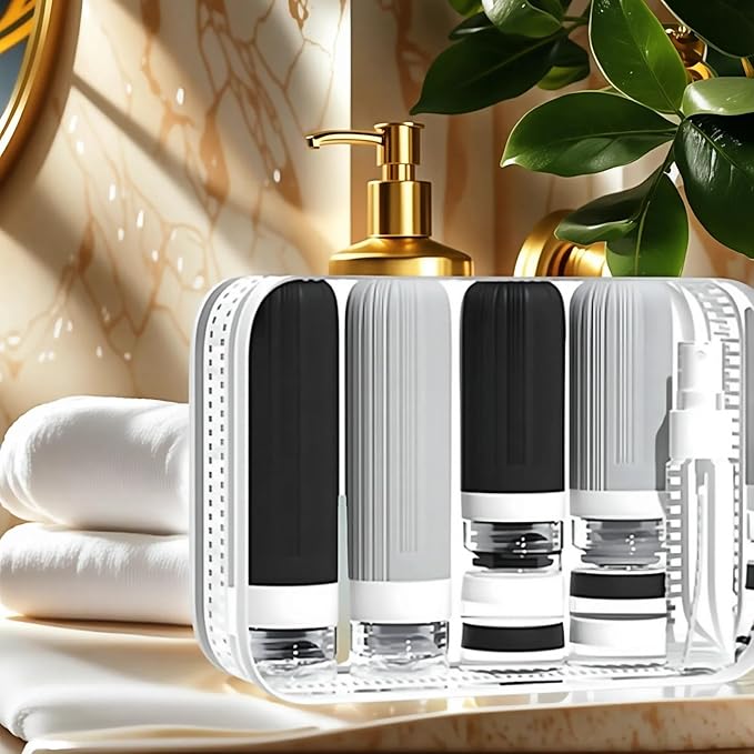 16 Pack 3.4oz Portable Travel Bottles, TSA Approved Leak-Proof Silicone Toiletry Containers, Refillable Squeezable for Shampoo, Conditioner, Cologne, Perfume & Lotion – On-the-Go Essentials
