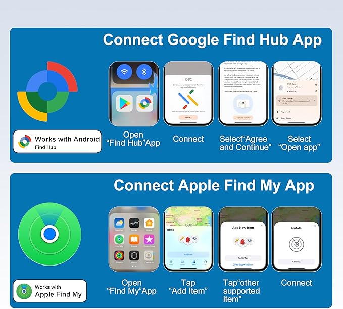 Air Tracker Smart Tag Compatible with Apple Find My (iOS)&Google's Find Hub(Android),Dual System Item Finders Bluetooth Tracker Tag Keys Finder for Keys,Bags,Luggage,Pets, Wallet