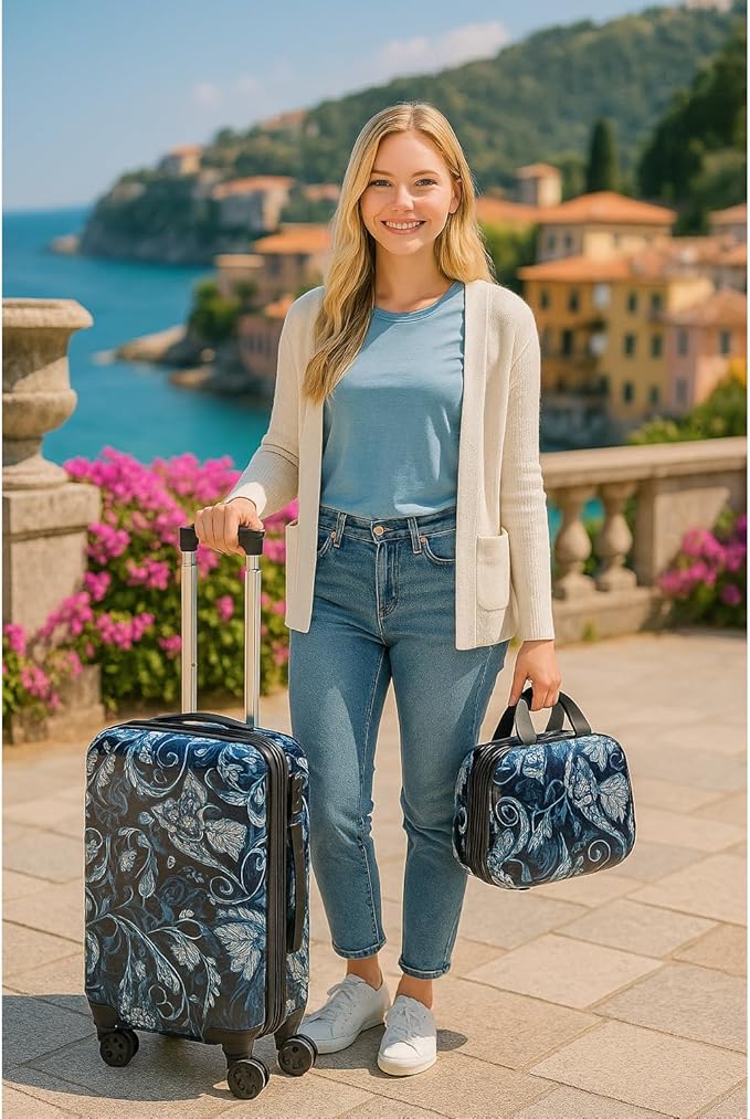 World Traveler VentureX Airline Approved 2-Piece Carry-On Luggage Set – Lightweight Hardside Polycarbonate Suitcase with Spinner Wheels - Paisley