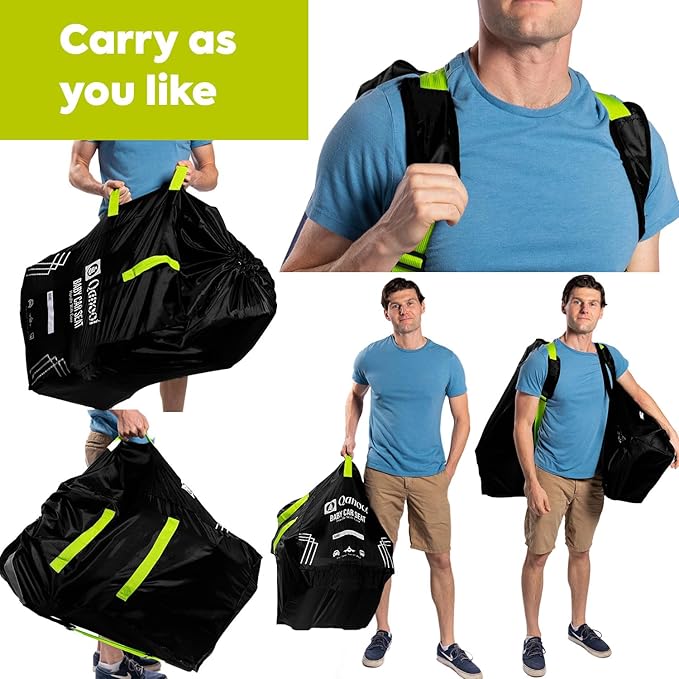 Infant Car Seat Travel Bag for Airplane - Durable Gate Check Bag for Car Seats that fits easily on Convertible Car Seats, Infant Carriers & Booster Seats (Backpack, Black)