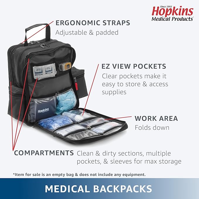 Hopkins Medical Products Rolling Backpack III: Ultimate Travel Companion - Spacious, Durable & Stylish - Effortless Mobility for Home Health Professionals