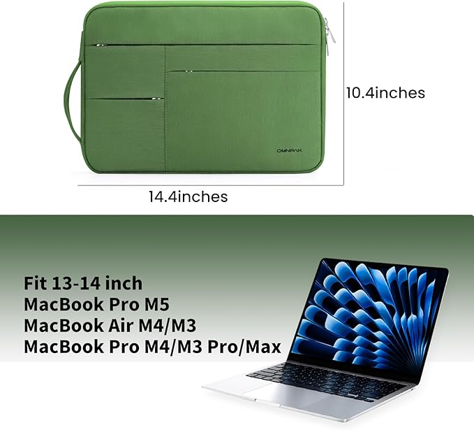 Omnpak for 13.6 inch MacBook Air Case Sleeve Compatible with MacBook 13 inch, 14-inch New MacBook Pro M5/M4/M3/M2/M1 Pro/Max, Water Repellent Laptop Case with Handle