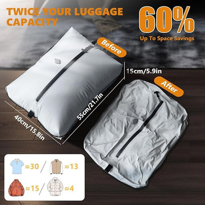 Dobaly 33L Professional Vacuum Bags for Travel with 55W Super Power Electric Pump, IP67 Reusable Vacuum Seal Bags for Clothing for Suitcases and Backpack Space Saver Bags for Travel (2PC+Pump)